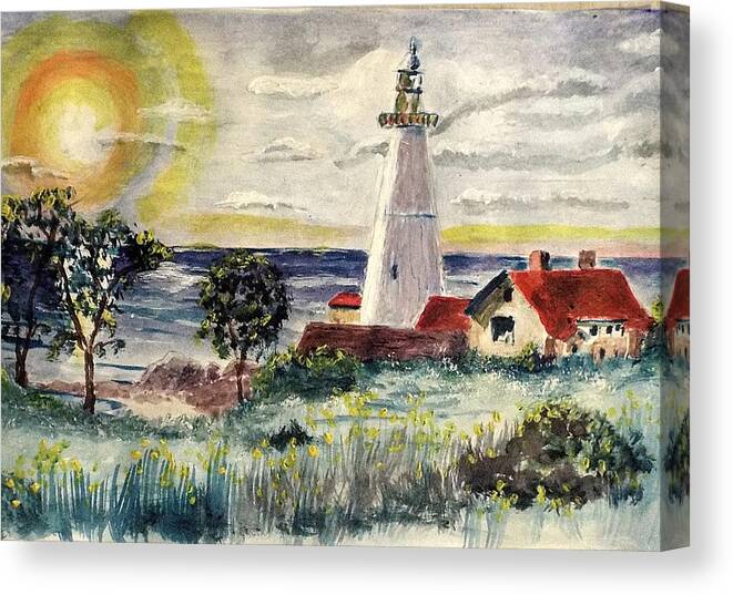 Landscape Canvas Print featuring the photograph New England Lighthouse #1 by Charles Ray