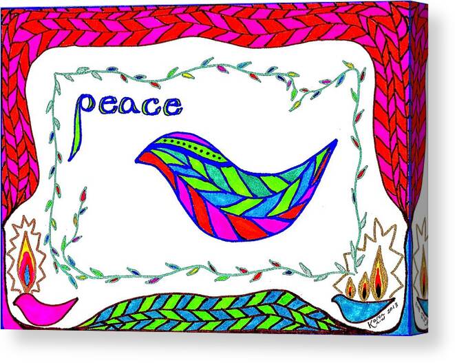 Peace Canvas Print featuring the drawing Peace by Karen Nice-Webb