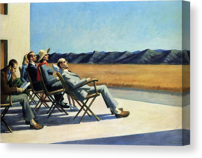Men Canvas Print featuring the painting People In The Sun by Edward Hopper