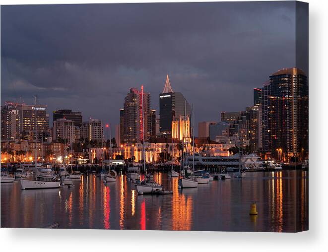 Bay Canvas Print featuring the photograph San Diego Boat Harbor 2 #1 by Donald Pash