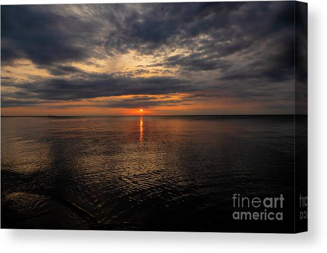 Sunset Canvas Print featuring the photograph Sunset at Lake Superior #1 by Sandra J's