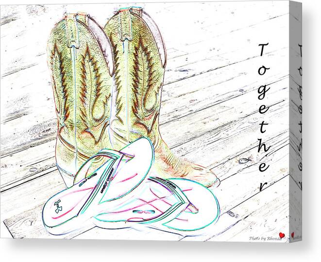 Cowboy Boots Canvas Print featuring the photograph Together #3 by Rhonda McDougall
