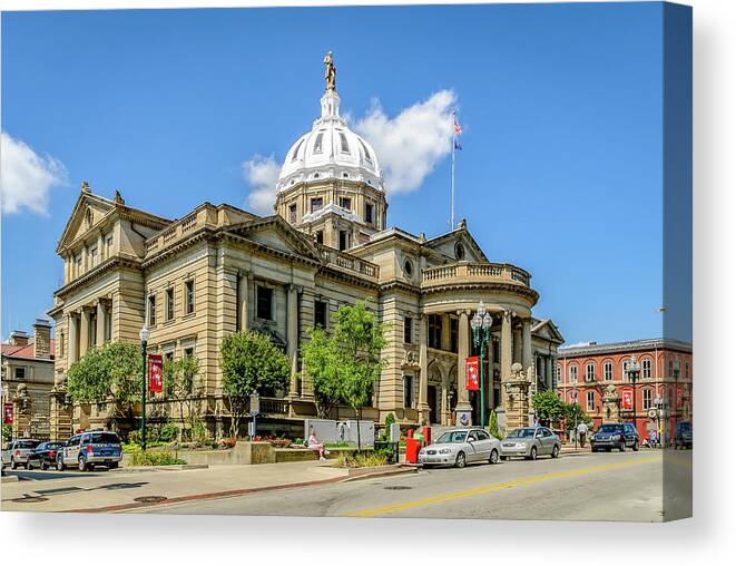 Historic Building Canvas Print featuring the photograph Washington County Courthouse, Washington, Pennsylvania #1 by Mark Summerfield