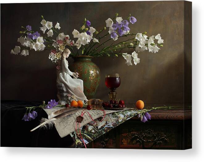 Sculpture Canvas Print featuring the photograph Still Life With Flowers #14 by Andrey Morozov