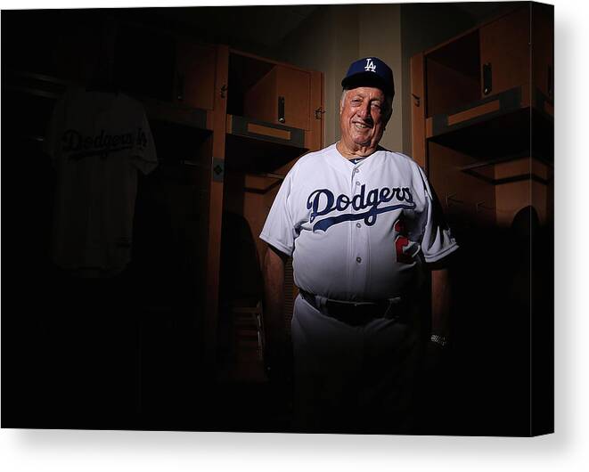 Media Day Canvas Print featuring the photograph Los Angeles Dodgers Photo Day by Christian Petersen