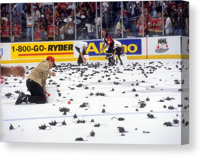 National Hockey League Canvas Print featuring the photograph 1996 Stanley Cup Finals - Game 3 by B Bennett