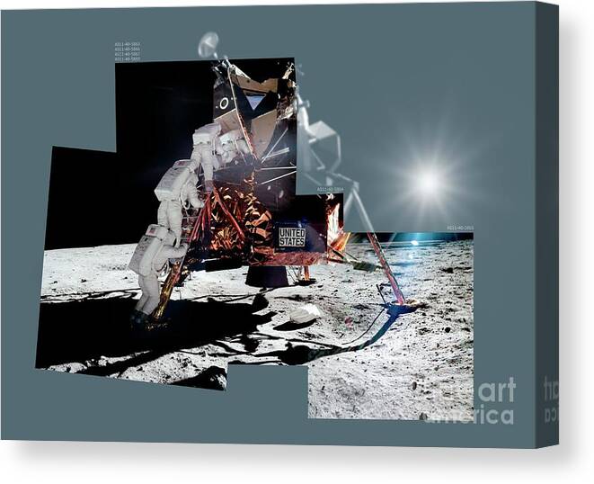 1900s Canvas Print featuring the photograph Apollo 11 Moon Landing #2 by Detlev Van Ravenswaay/science Photo Library