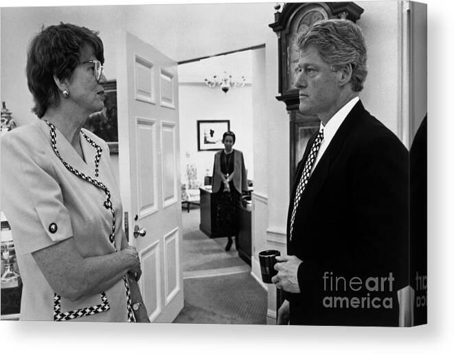 1993 Canvas Print featuring the photograph Bill Clinton #1 by Granger