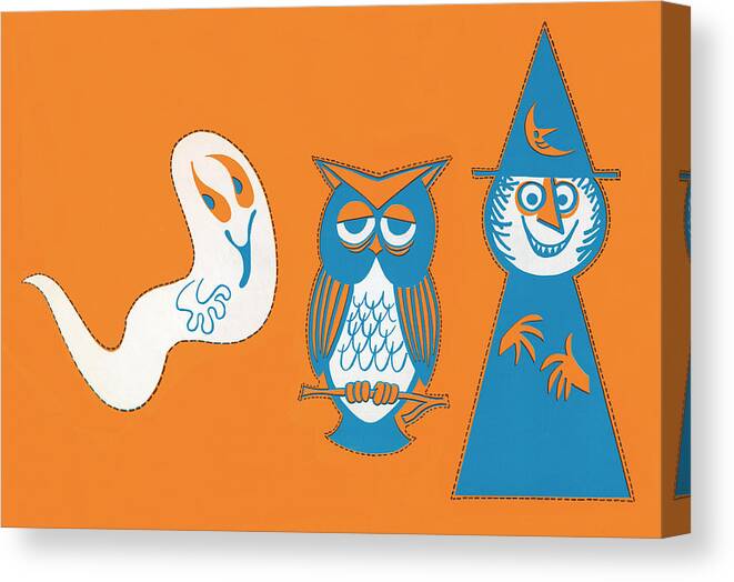 Accessories Canvas Print featuring the drawing Halloween scene by CSA Images