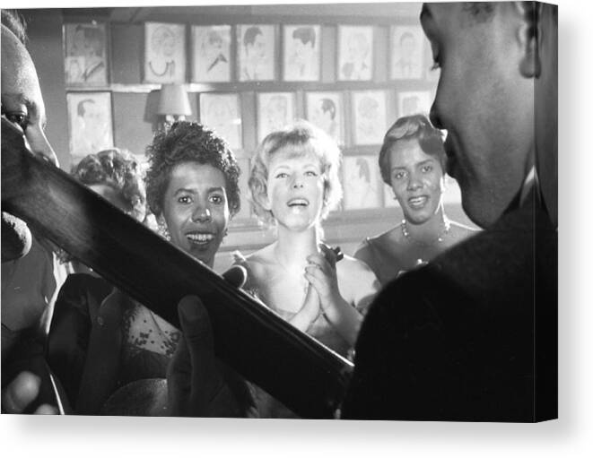 Sidney Poitier Canvas Print featuring the photograph Party For 'Raisin In The Sun' #2 by Gordon Parks