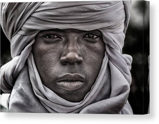 Portrait Canvas Print featuring the photograph Peul Man At The Gerewol Festival - Niger #2 by Joxe Inazio Kuesta Garmendia