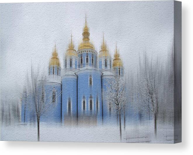 Winter Canvas Print featuring the photograph St. Michael\'s Golden-domed Monastery #2 by Alexander Kiyashko
