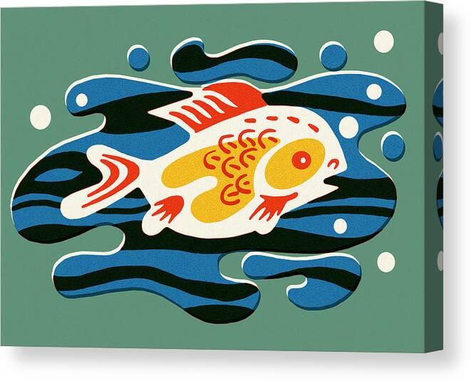 Activity Canvas Print featuring the drawing Fish by CSA Images