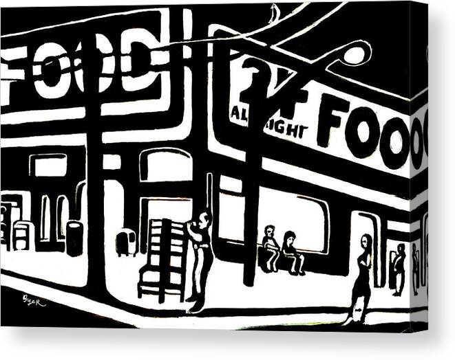 24 Hour Food Canvas Print featuring the painting 24 Hour Food by Josh Byer
