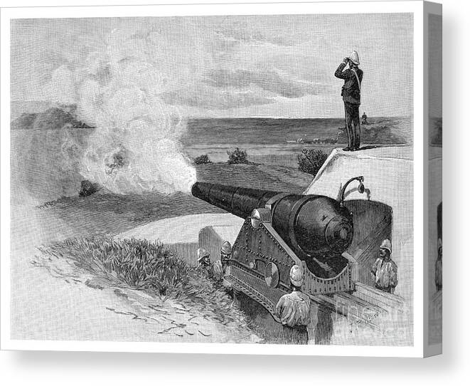 Engraving Canvas Print featuring the drawing 25 Ton Gun At Middle Head, Sydney, New by Print Collector
