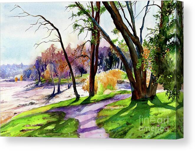 Folsom Lake Canvas Print featuring the painting #347 Granite Bay Trail #347 by William Lum
