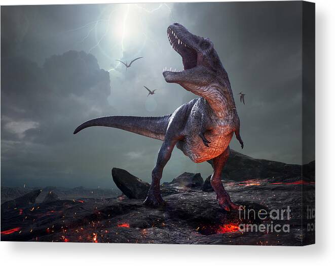 Strength Canvas Print featuring the digital art 3d Rendering Of Tyrannosaurus Rex by Herschel Hoffmeyer