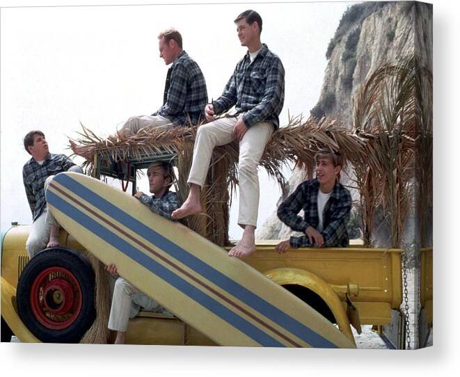 Music Canvas Print featuring the photograph Beach Boys At The Beach #4 by Michael Ochs Archives