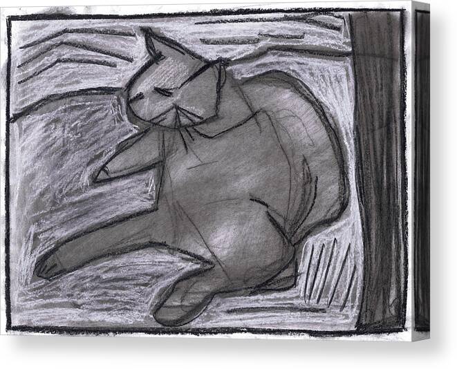 Cat Canvas Print featuring the drawing Cat #4 by Edgeworth Johnstone