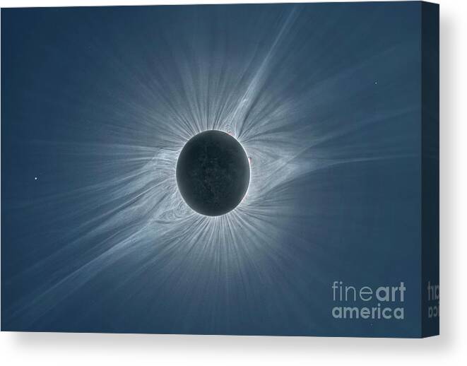 Moon Canvas Print featuring the photograph Total Solar Eclipse by Juan Carlos Casado (starryearth.com)/science Photo Library