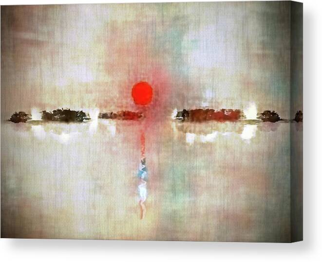 Abstract Canvas Print featuring the digital art Red sunset #5 by Bruce Rolff