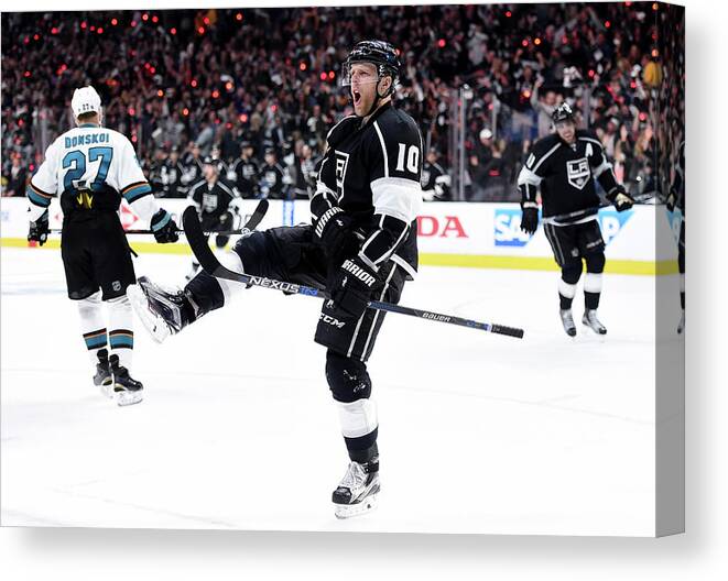 Playoffs Canvas Print featuring the photograph San Jose Sharks V Los Angeles Kings - #7 by Harry How