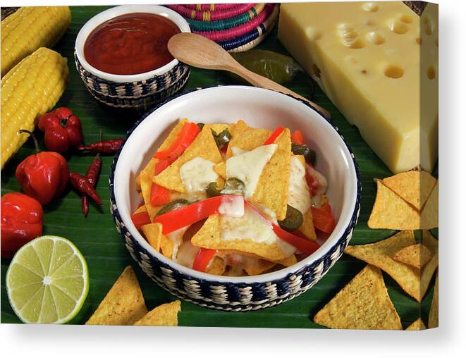 Cheese Nachos Canvas Print featuring the photograph 765-303 by Robert Harding Picture Library