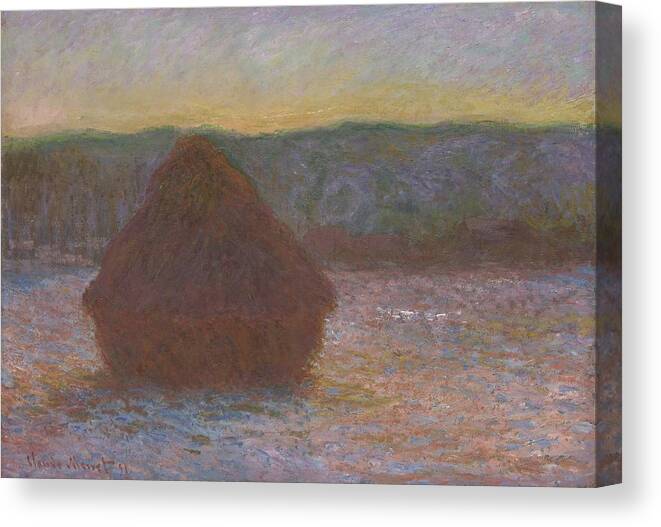 Claude Monet Canvas Print featuring the painting Stack Of Wheat by Claude Monet