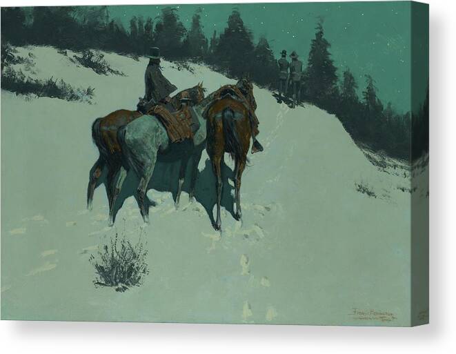 Figurative Canvas Print featuring the painting A Reconnaissance by Frederic Remington