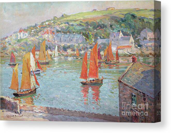 Harbour Canvas Print featuring the painting A Summer Day by Charles David Jones Bryant