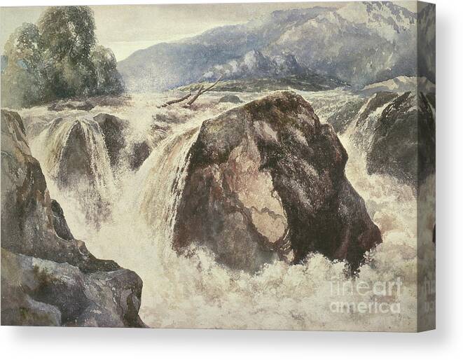 River Canvas Print featuring the painting A Waterfall by Sheldon Burrows Adams