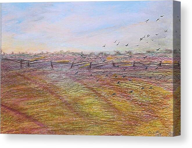 Landscape Canvas Print featuring the painting After the harvest by Norma Duch