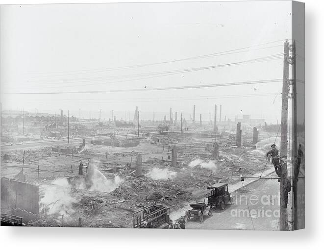 Inferno Canvas Print featuring the photograph Aftermath Of Fire by Bettmann
