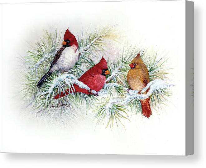 Birds Canvas Print featuring the painting Albino Visitor by Lois Mountz
