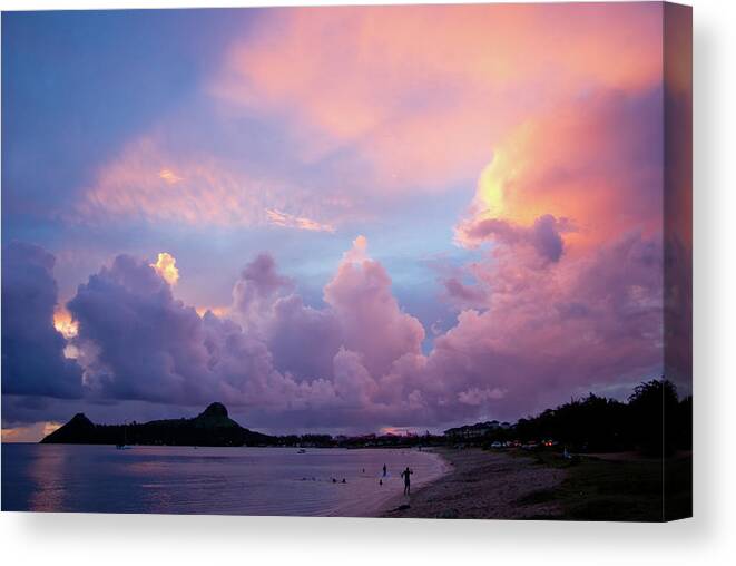 Headland Canvas Print featuring the photograph Amazing Sunset On Exotic Caribbean Beach by Jaminwell
