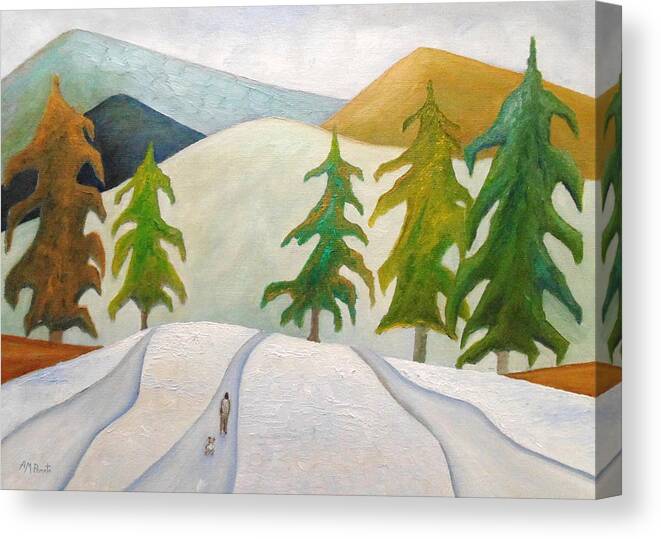 Spruces Art Canvas Print featuring the painting Among Giants by Angeles M Pomata