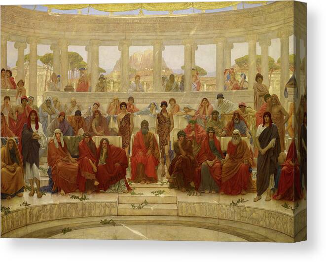 Athens Canvas Print featuring the painting An Audience in Athens during the Representation of Agamemnon by Aeschylus by William Blake Richmond