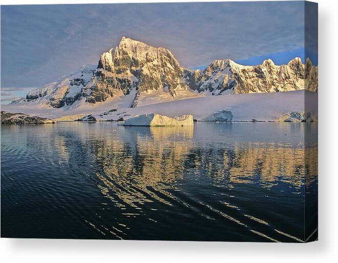 Estock Canvas Print featuring the digital art Antarctic Peninsula, A Sun Rising On The Mountain Around Paradise Harbor by Livio Piatta