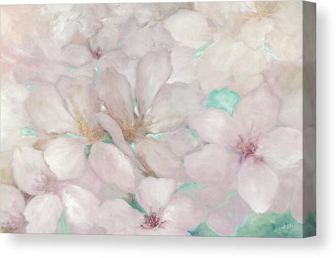 Abstract Canvas Print featuring the painting Apple Blossoms Teal by Julia Purinton