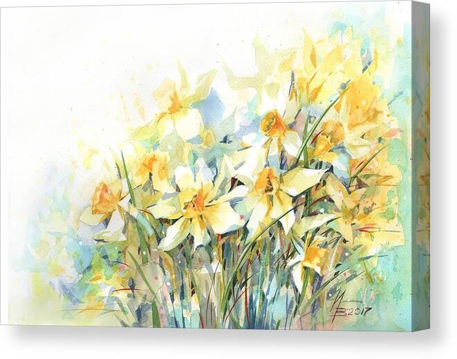 Russian Artists New Wave Canvas Print featuring the painting April Yellows by Ina Petrashkevich