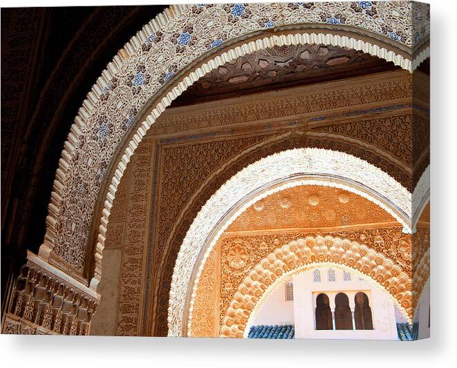 Arch Canvas Print featuring the photograph Archways Of The Alhambra In Granada by Shanna Baker