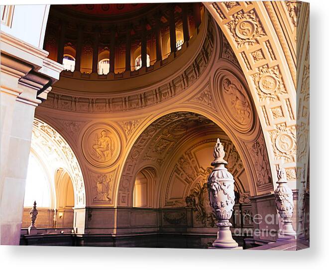 San Francisco Canvas Print featuring the digital art Artistic City Hall San Francisco Architecture by Chuck Kuhn