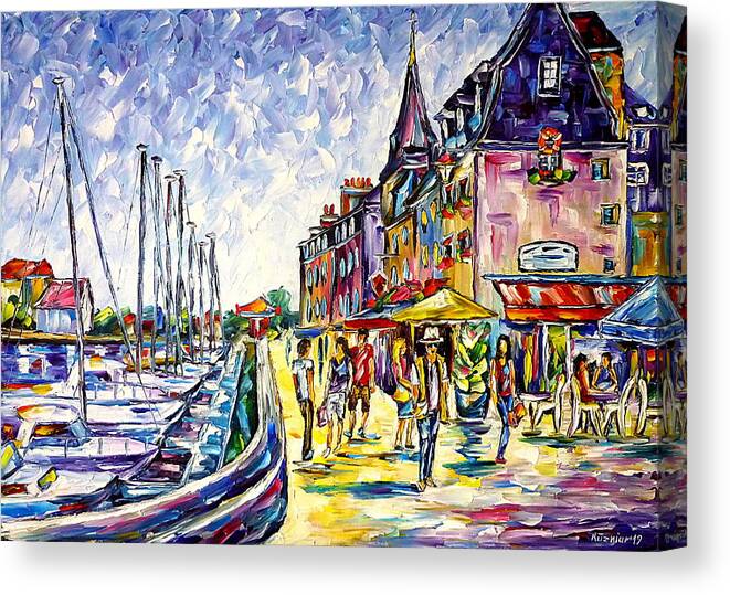 Harbor Painting Canvas Print featuring the painting At The Harbor Of Honfleur by Mirek Kuzniar