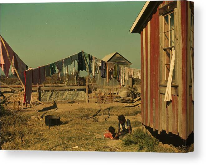 Negroes Canvas Print featuring the painting Backyard of Negro tenant's home, Marcella Plantation, Mileston, Miss. Delta by Unknown
