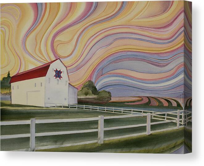 Barn Canvas Print featuring the painting Barn on Pretty Prairie by Scott Kirby