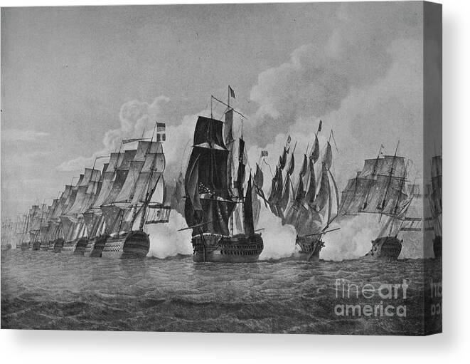 Engraving Canvas Print featuring the drawing Battle Of St Vincent by Print Collector