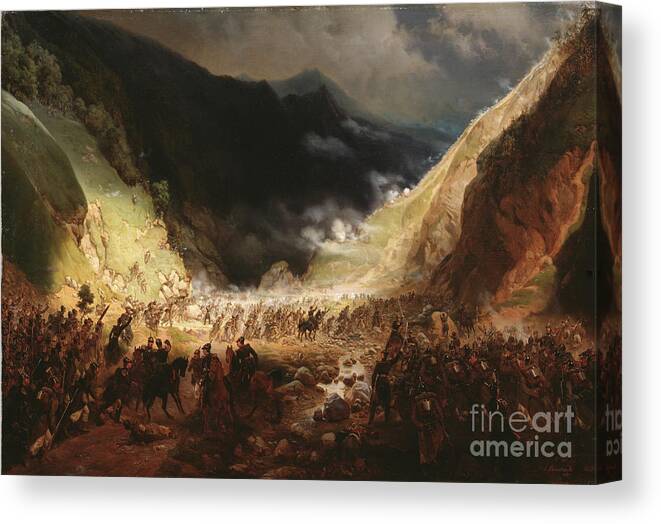 Oil Painting Canvas Print featuring the drawing Battle Of The Rothenthurm Pass, 1871 by Heritage Images