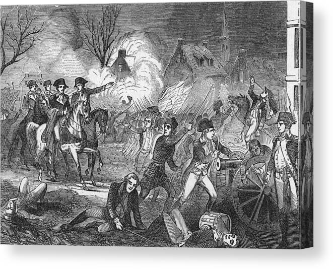 Engraving Canvas Print featuring the photograph Battle Of Trenton 1776 by Kean Collection