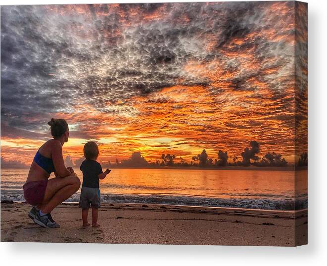 Florida Canvas Print featuring the photograph Beach Baby Sunrise 4 Delray Beach Florida by Lawrence S Richardson Jr