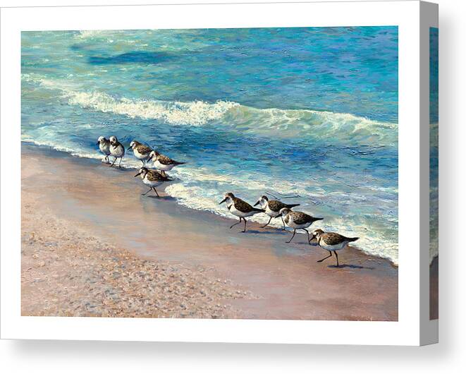Beach Landscapes Canvas Print featuring the painting Beach Runners by Laurie Snow Hein